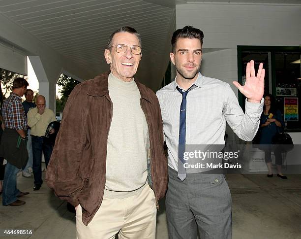 Actors Leonard Nimoy and Zachary Quinto attend the 19th Annual 'Hollywood Charity Horse Show' at the Los Angeles Equestrian Center on April 25, 2009...