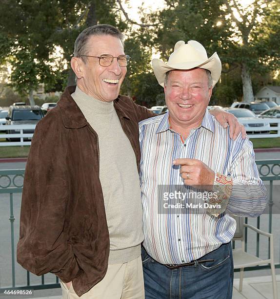 Actors Leonard Nimoy and William Shatner attend the 19th Annual 'Hollywood Charity Horse Show' at the Los Angeles Equestrian Center on April 25, 2009...