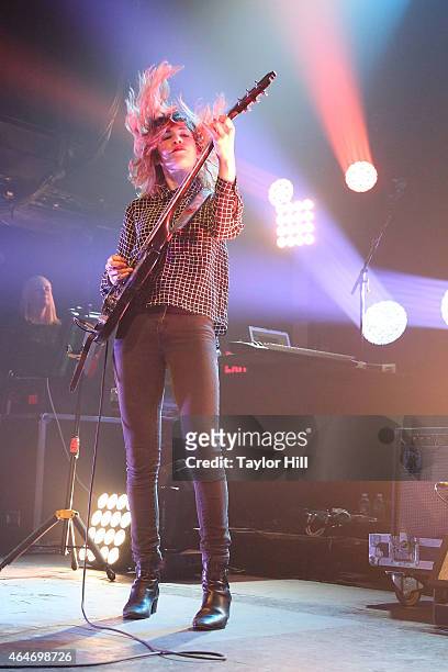 Carrie Brownstein of Sleater-Kinney performs at Terminal 5 on February 27, 2015 in New York City.
