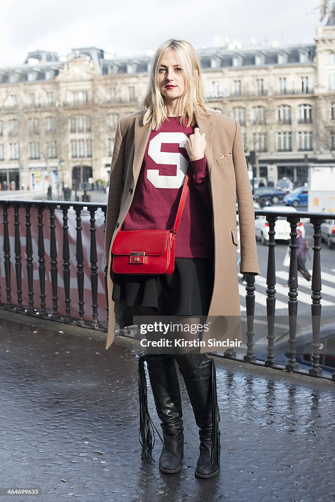 Street Style On January, 23 - Paris Fashion Week Haute Couture S/S 2014