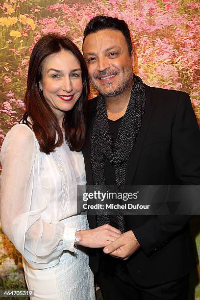 Elsa Zylberstein and Zuhair Murad attend the Zuhair Murad show as part of Paris Fashion Week Haute Couture Spring/Summer 2014 on January 23, 2014 in...