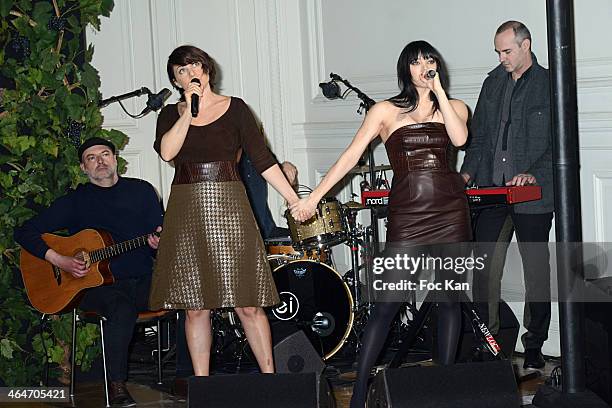 Singers and musicians of 'Nouvelle Vague' band perform during the Didit show as part of Paris Fashion Week Haute Couture Spring/Summer 2014 At Hotel...