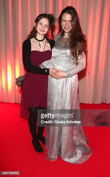 Susanna Wellenbrink, pregnant and her daughter Mia Sophie Wellenbrink during the Goldene Kamera 2015 reception on February 27, 2015 in Hamburg,...