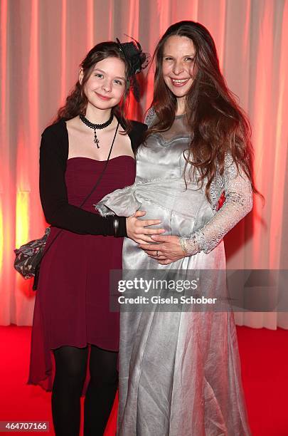 Susanna Wellenbrink, pregnant and her daughter Mia Sophie Wellenbrink during the Goldene Kamera 2015 reception on February 27, 2015 in Hamburg,...