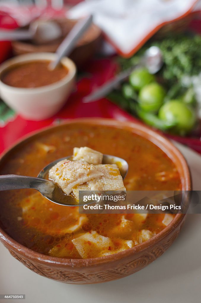 Mexican Dish Called Menudo With Cow Stomach (Tripe)