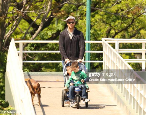 Tom Brady with Benjamin Brady and Jack Moynihan are seen on May 18, 2013 in Boston, Massachusetts.