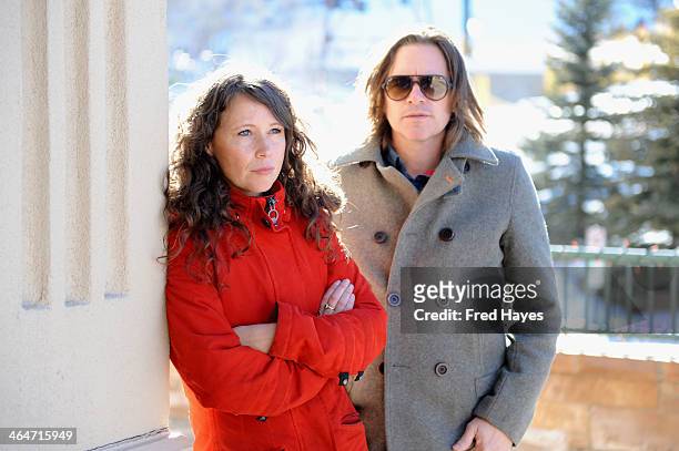 Musicians Sarah Lee Guthrie and Johnny Irion pose on day 7 of the ASCAP Music Cafe at the Sundance ASCAP Music Cafe during the 2014 Sundance Film...