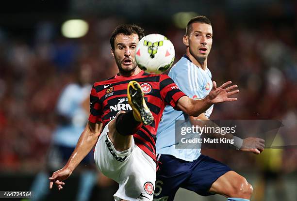 Labinot Haliti of the Wanderers controls the ball during the round 19 A-League match between the Western Sydney Wanderers and Sydney FC at Pirtek...