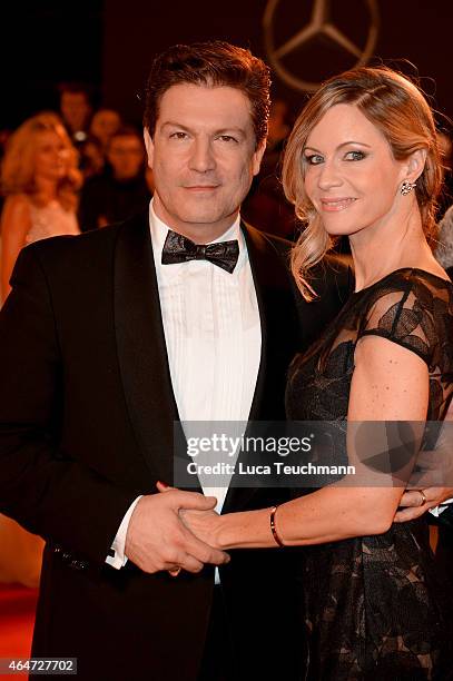 Francis Fulton-Smith and Verena Klein attend the Goldene Kamera 2015 on February 27, 2015 in Hamburg, Germany.