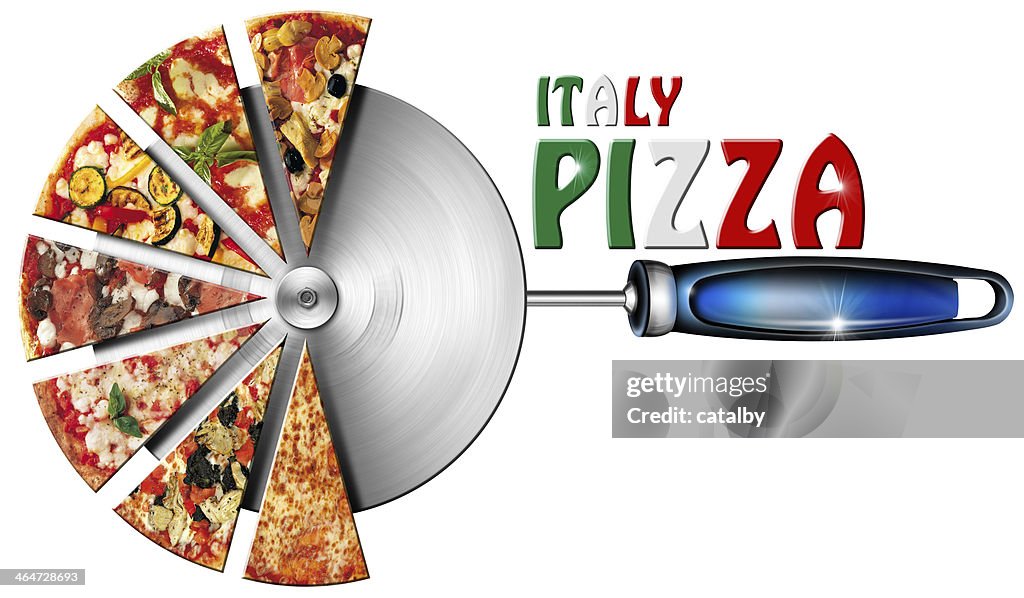 Italy Pizza on metal Cutter