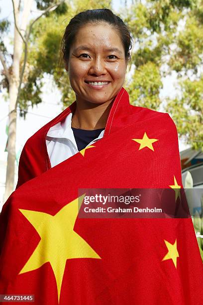 Na Li of China poses during day 12 of the 2014 Australian Open at Melbourne Park on January 24, 2014 in Melbourne, Australia.