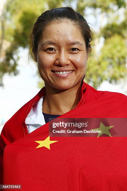 Na Li of China poses during day 12 of the 2014 Australian Open at Melbourne Park on January 24, 2014 in Melbourne, Australia.