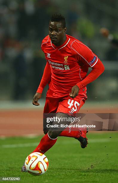 Mario Balotelli of Liverpool during the 2nd leg of the UEFA Europa League Round of 32 match between Besiktas and Liverpool at the Ataturk Olympic...