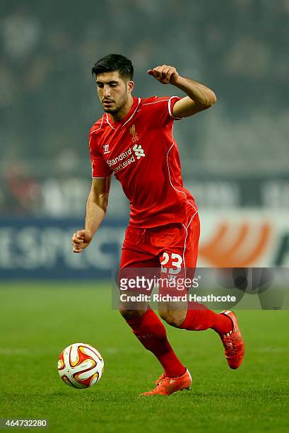 Emre Can of Liverpool during the 2nd leg of the UEFA Europa League Round of 32 match between Besiktas and Liverpool at the Ataturk Olympic Stadium on...