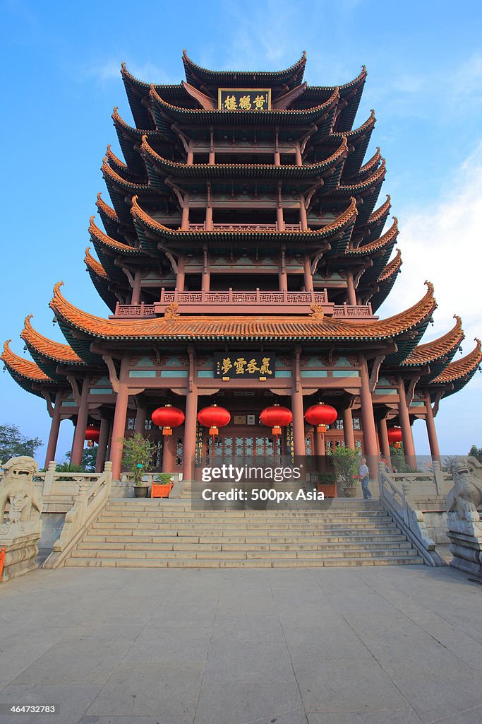 Front view of Yellow Crane Tower in Wuhan