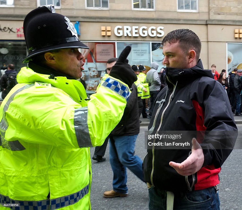 Patriotic Europeans Against The Islamisation Of The West (Pegida) Movement Protest In Newcastle