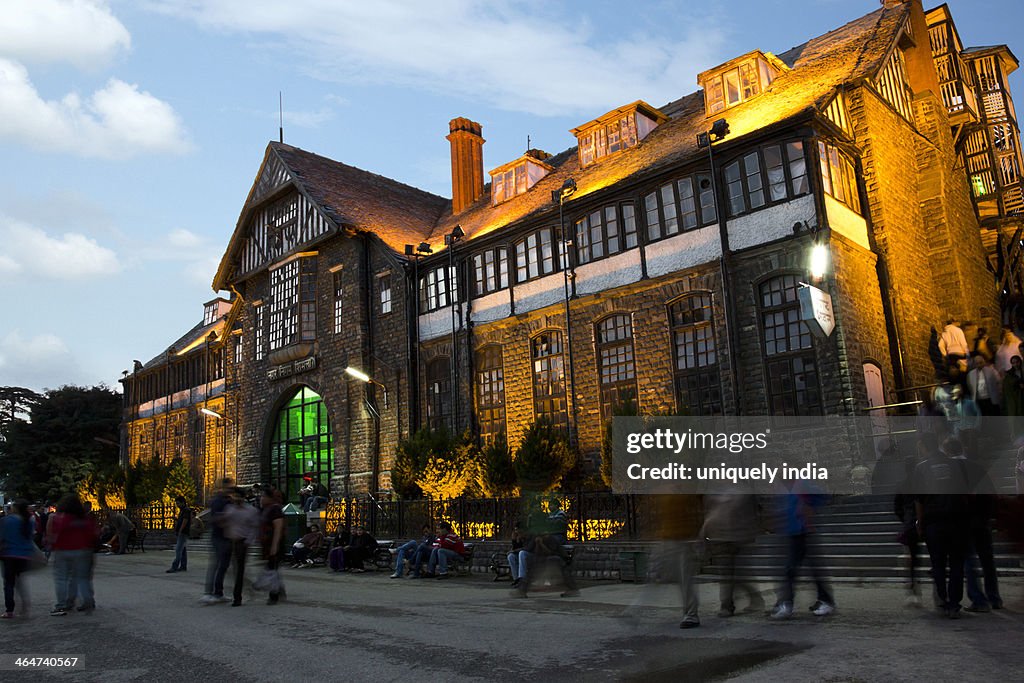 Tourists in front of a government building, Town Hall, Shimla, Himachal Pradesh, India