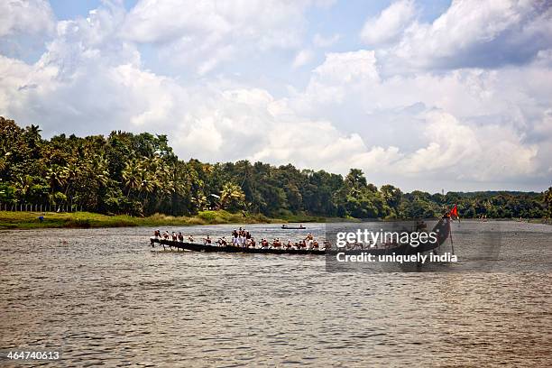 snake boat race on pampa river at onam festival, aranmula, kerala, india - kerala snake boat stock pictures, royalty-free photos & images