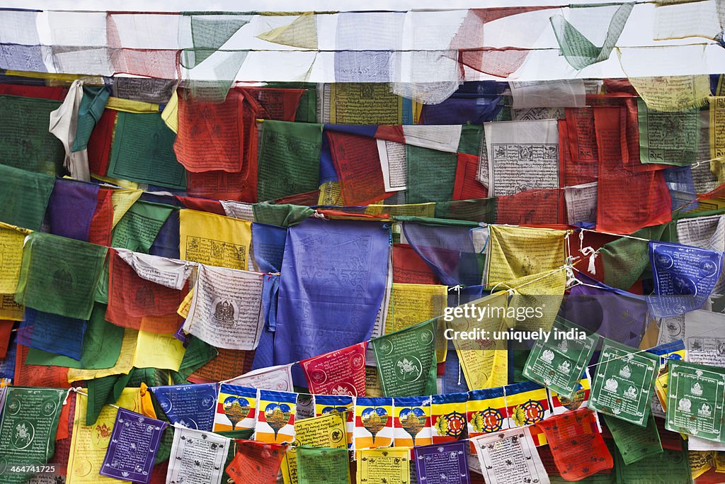 Prayer flag at a monastery, Shravasti, Uttar Pradesh, India