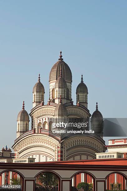 facade of a temple, dakshineswar kali temple, kolkata, west bengal, india - dakshineswar kali temple stock pictures, royalty-free photos & images