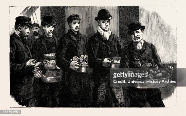 Stokers For The British Navy, Newly Joined Men Drawing Their Rations, Engraving 1890, UK, U.k., Britain, British, Europe, United Kingdom, Great...