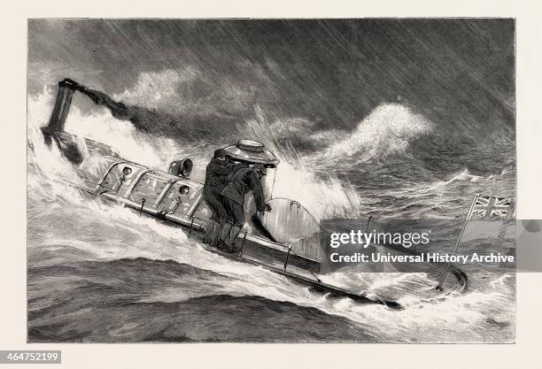 From Hong Kong To Macao In A Torpedo Boat, Full Speed Through A Gale, An Attempt To Obtain Shelter, Engraving 1890, Engraved Image, History, Arkheia,...