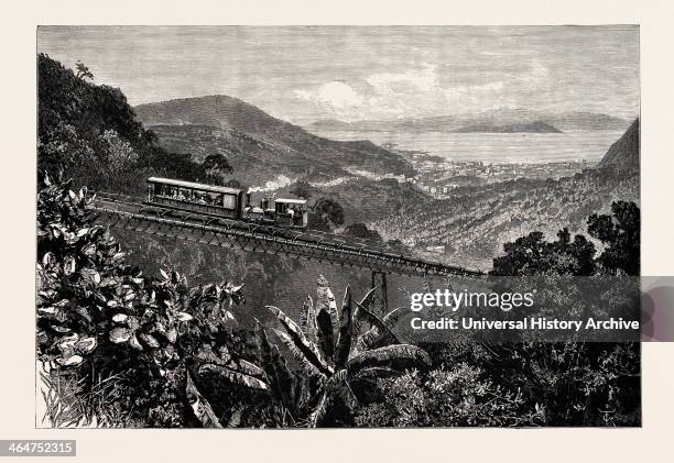 Rio De Janeiro, Railway To The Summit Of Corcovado, City And Harbour Of Rio In The Distance,, Engraving 1890, Engraved Image, History, Arkheia,...