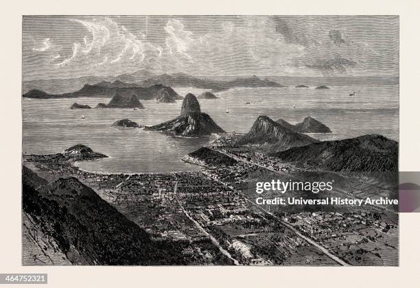 Rio De Janeiro, View From The Summit Of Corcovado, Showing The Suburb Of Botafogo, Entrance Of The Harbour, And The Sugar Loaf Mountain Views In Rio...