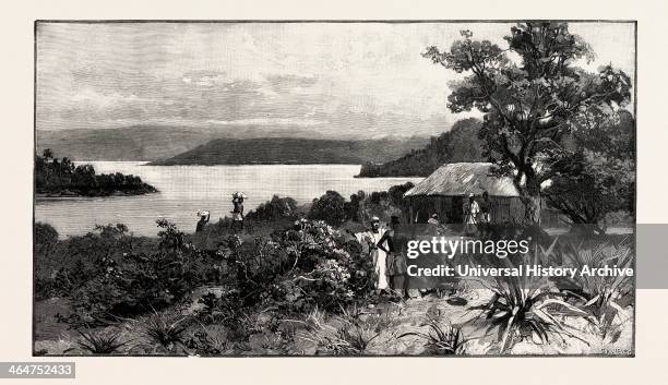 Central Africa, Kavala Island On Lake Tanganyika, Engraving 1890, Engraved Image, History, Arkheia, Illustrative Technique, Engravement, Engraving,...