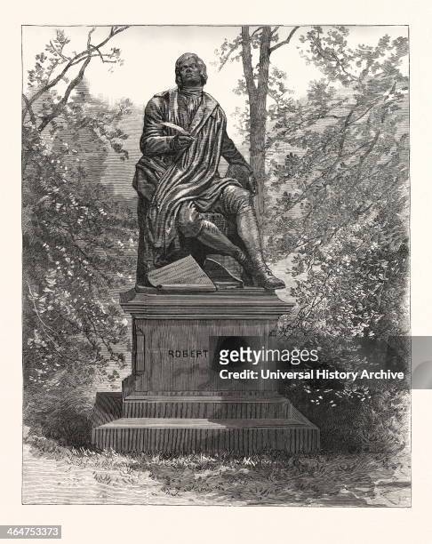 Robert,burns,statue,sir,john,steell,central Park. Photographed,pach,engraving USA,america.