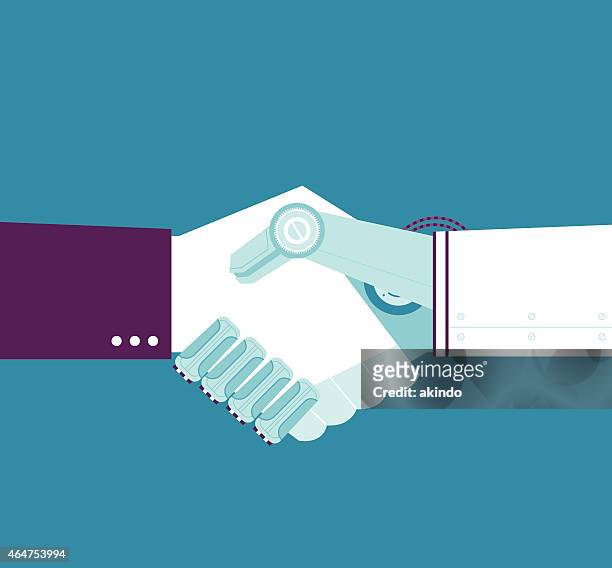 robotic handshake - robot handshake stock illustrations
