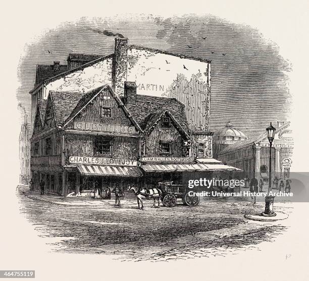 Old Building At Boston Where The Tea Plot Is Supposed To Have Been Hatched, United States Of America, US, USA, 1870s Engraving.