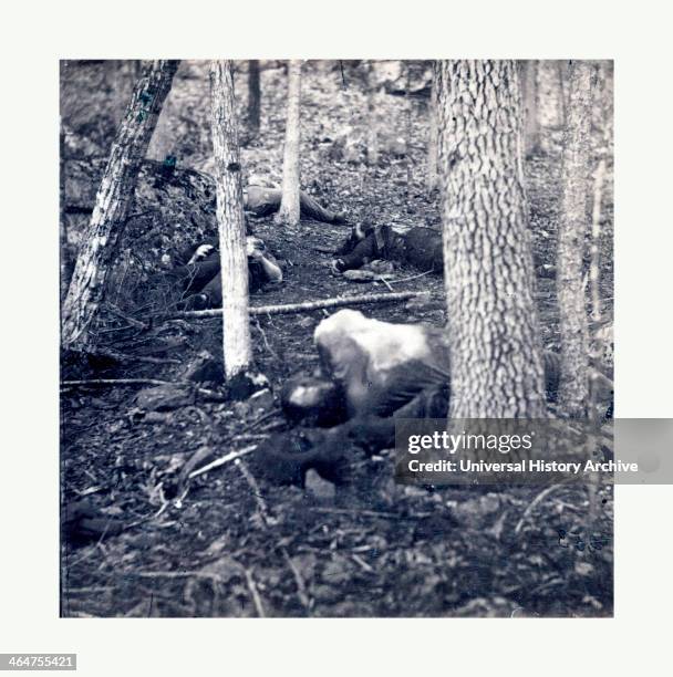 The Slaughter Pen At Gettysburg, Dead Soldiers In An Area Called The Slaughter Pen To The Right Of The Union Line At The Foot Of Round Top In...