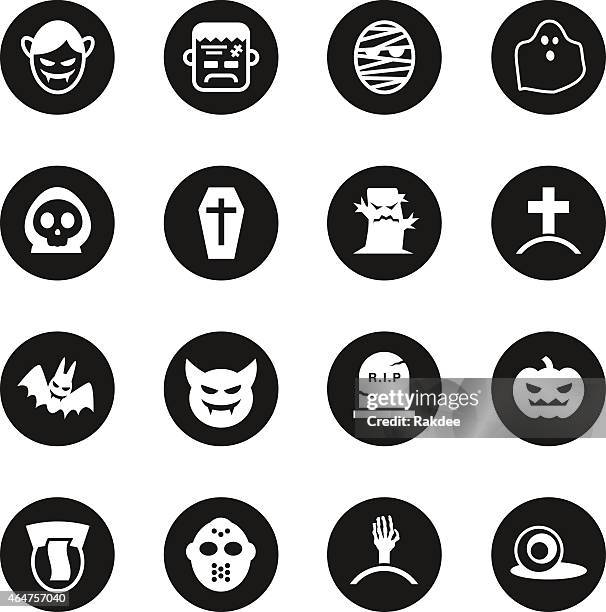 ghost icons - black circle series - devil icon stock illustrations