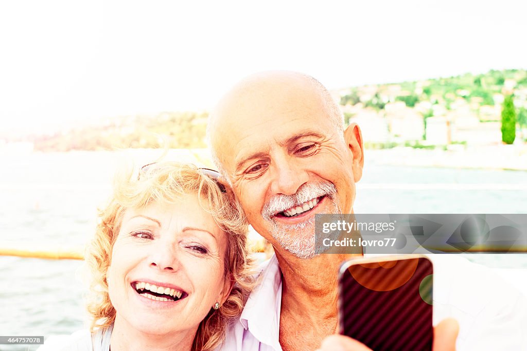 Senior couple doing selfie