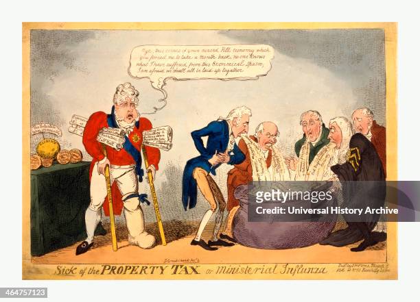 Sick Of The Property Tax Or Ministerial Influnza, Cruikshank, George, 1792-1878, Artist, Engraving 1816, Ministers, Among Them Vansittart And...