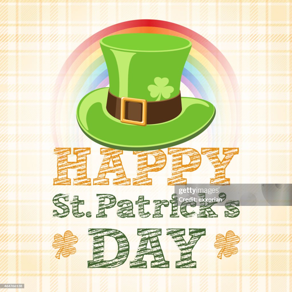 Leprechaun-Kobold Hut und Regenbogen für einen schönen St. Patrick's Day