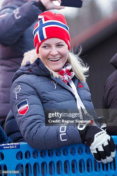 Crown Princess Mette-Marit of Norway attends the FIS Nordic World Ski Championships on February 28, 2015 in Falun, Sweden.