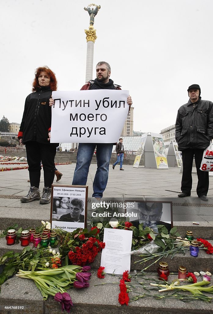 Memorial for Russian Opposition Leader Boris Nemtsov in Kiev