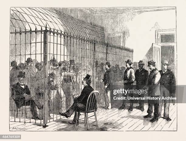 Voters On Election-day In The New Post Office, New York, Engraving 1876, Us, USA, America, United States.