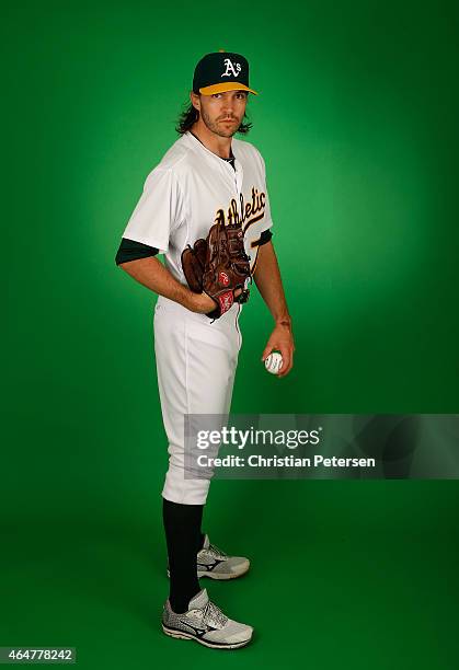 Pitcher Barry Zito of the Oakland Athletics poses for a portrait during the spring training photo day at HoHoKam Stadium on February 28, 2015 in...