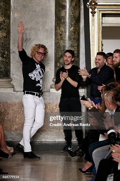 Designer Peter Dundas walks the runway at the Emilio Pucci show during the Milan Fashion Week Autumn/Winter 2015 on February 28, 2015 in Milan, Italy.