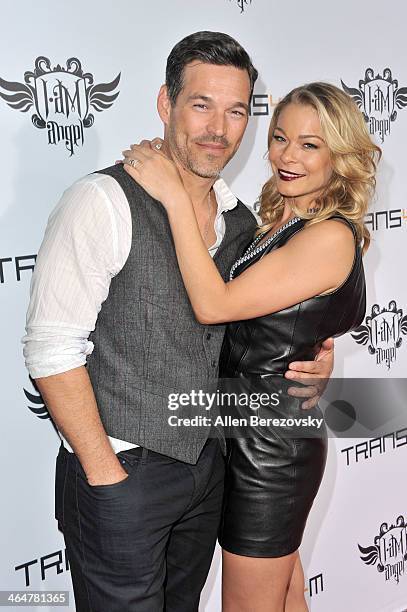 Actor Eddie Cibrian and recording artist LeAnn Rimes attend the will.i.am hosted third annual TRANS4M concert benefitting the i.am.angel Foundation...