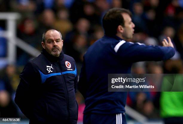And Steve Clarke manager of Reading and Dougie Freedman manager of Nottingham Forest during the Sky Bet Championship match between Reading and...