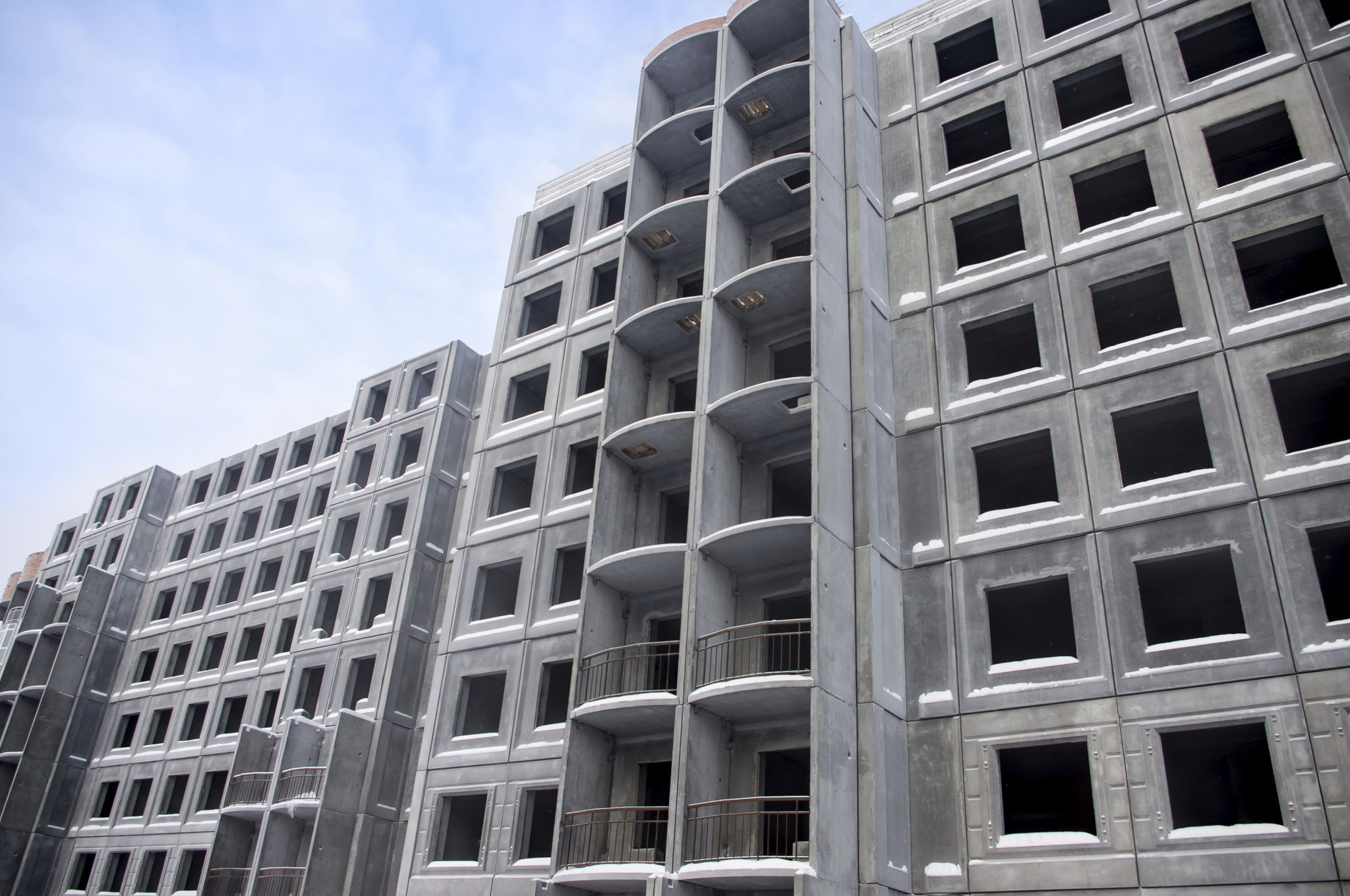 Concrete structure hotel balconies and windows unfinished Concrete structure hotel balconies and windows unfinished