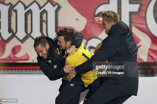 Remy Amieux of NAC Breda, Erik Falkenburg of NAC Breda, goalkeeper Andries Noppert of NAC Breda during the Dutch Eredivisie match between FC Twente...