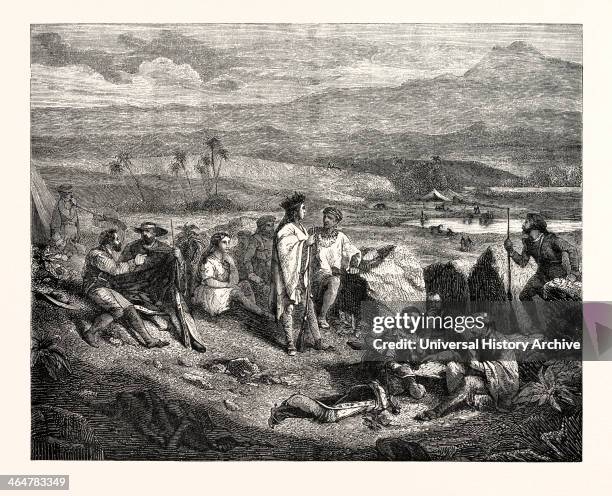 Adventurers In New Mexico,painting By Bourgoin. Engraving 1855.