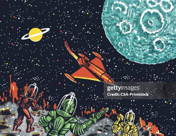 outer space - moon surface stock illustrations