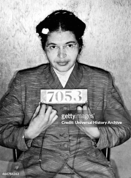 American civil rights activist Rosa Parks, Mug Shot, 1955.