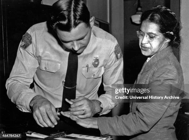 Rosa Parks is fingerprinted by police